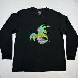 Vtg Harley Davidson Mens Dragon Long Sleeve T-Shirt XL Y2K Double Sided A7